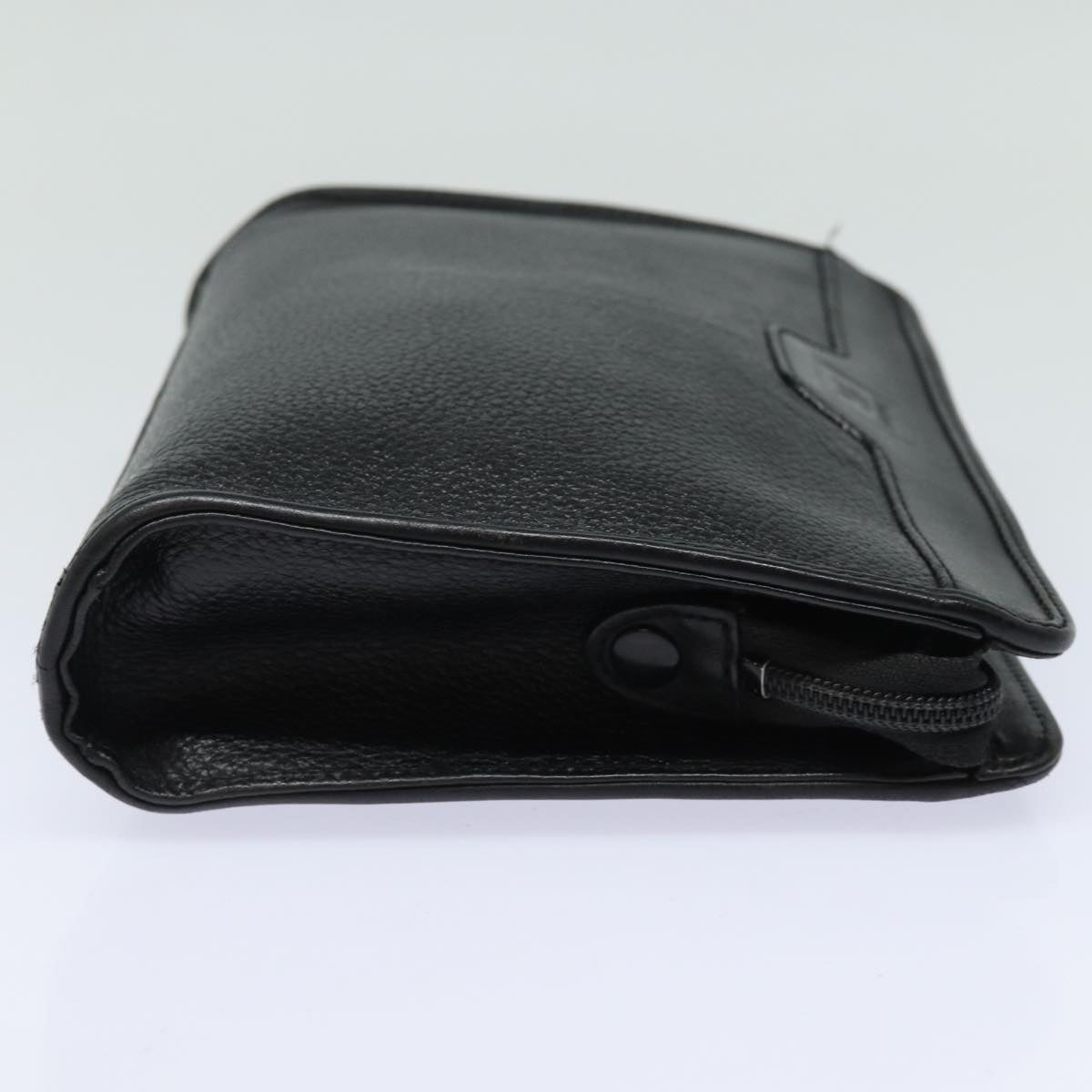 Luxury BurberrySs Clutch Bag Leather Black Auth bs15805
