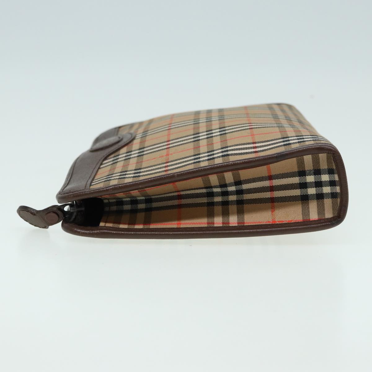 Luxury BurberrySs Nova Check Clutch Bag Canvas Beige Auth bs15806