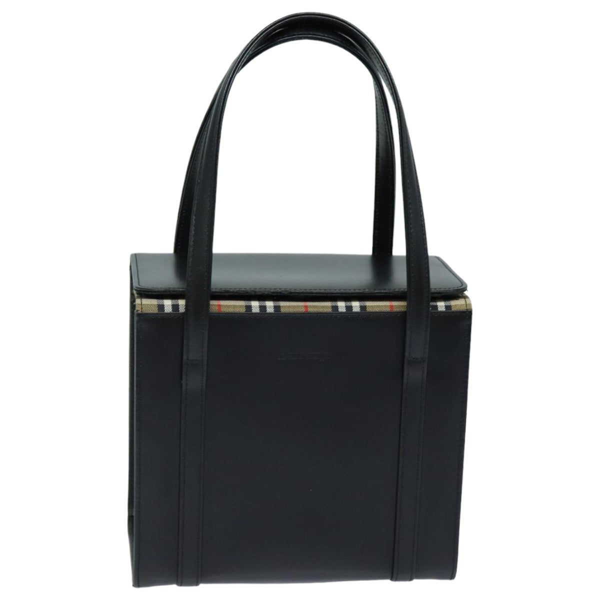 Luxury BurberrySs Hand Bag Leather Black Auth bs16011