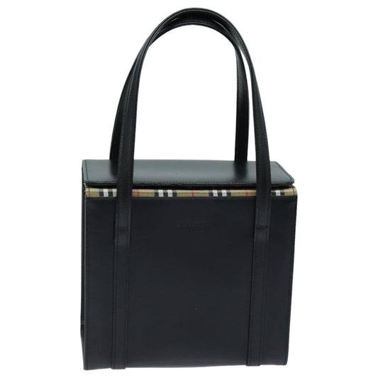 Luxury BurberrySs Hand Bag Leather Black Auth bs16011