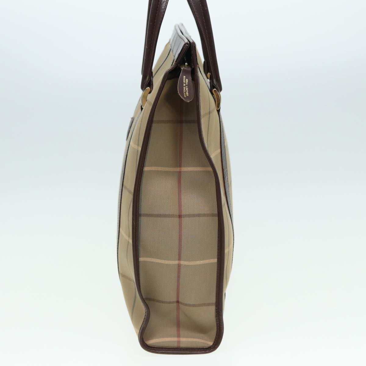 Luxury BurberrySs Nova Check Hand Bag Canvas Leather Beige Brown Auth bs16016