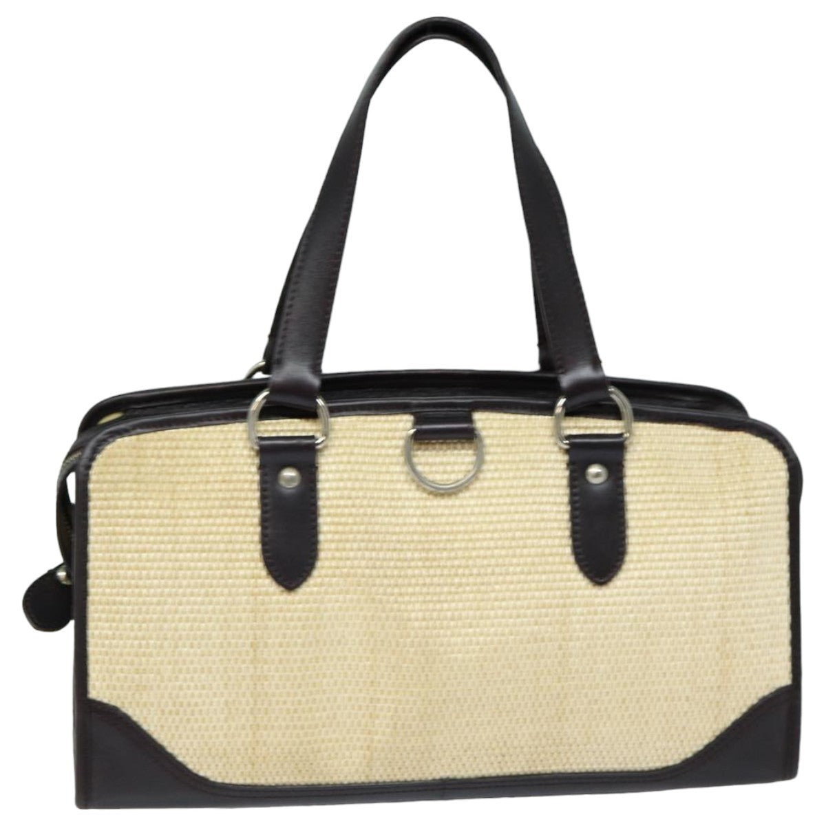 Luxury Burberry Tote Bag Straw Beige Auth bs16018