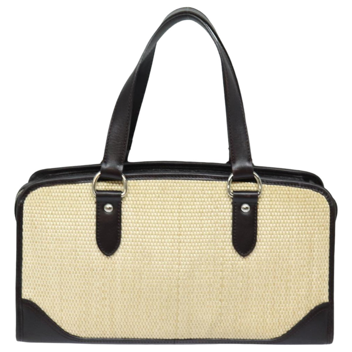 Luxury Burberry Tote Bag Straw Beige Auth bs16018