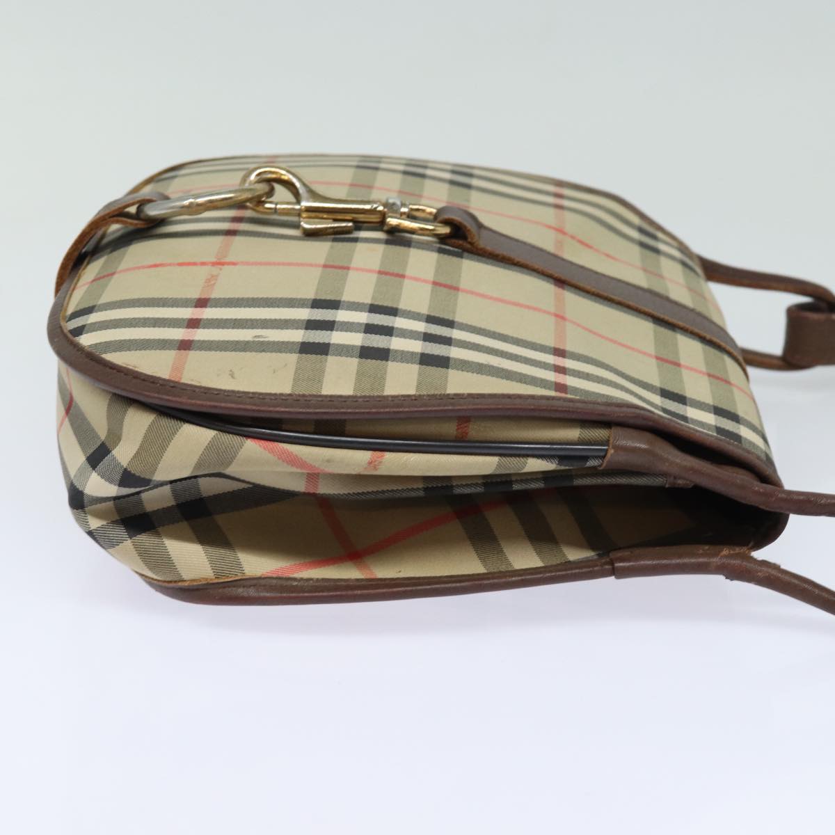 Luxury BurberrySs Nova Check Shoulder Bag Canvas Leather Beige Brown Auth bs16020
