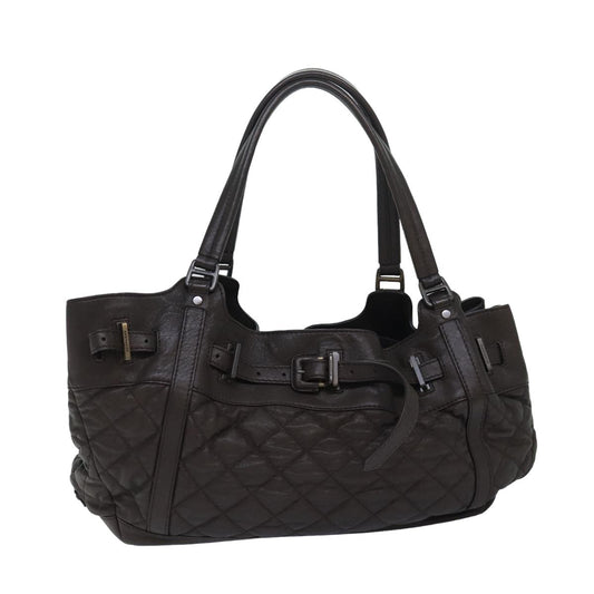 Luxury Burberry Tote Bag Leather Brown Auth bs16404
