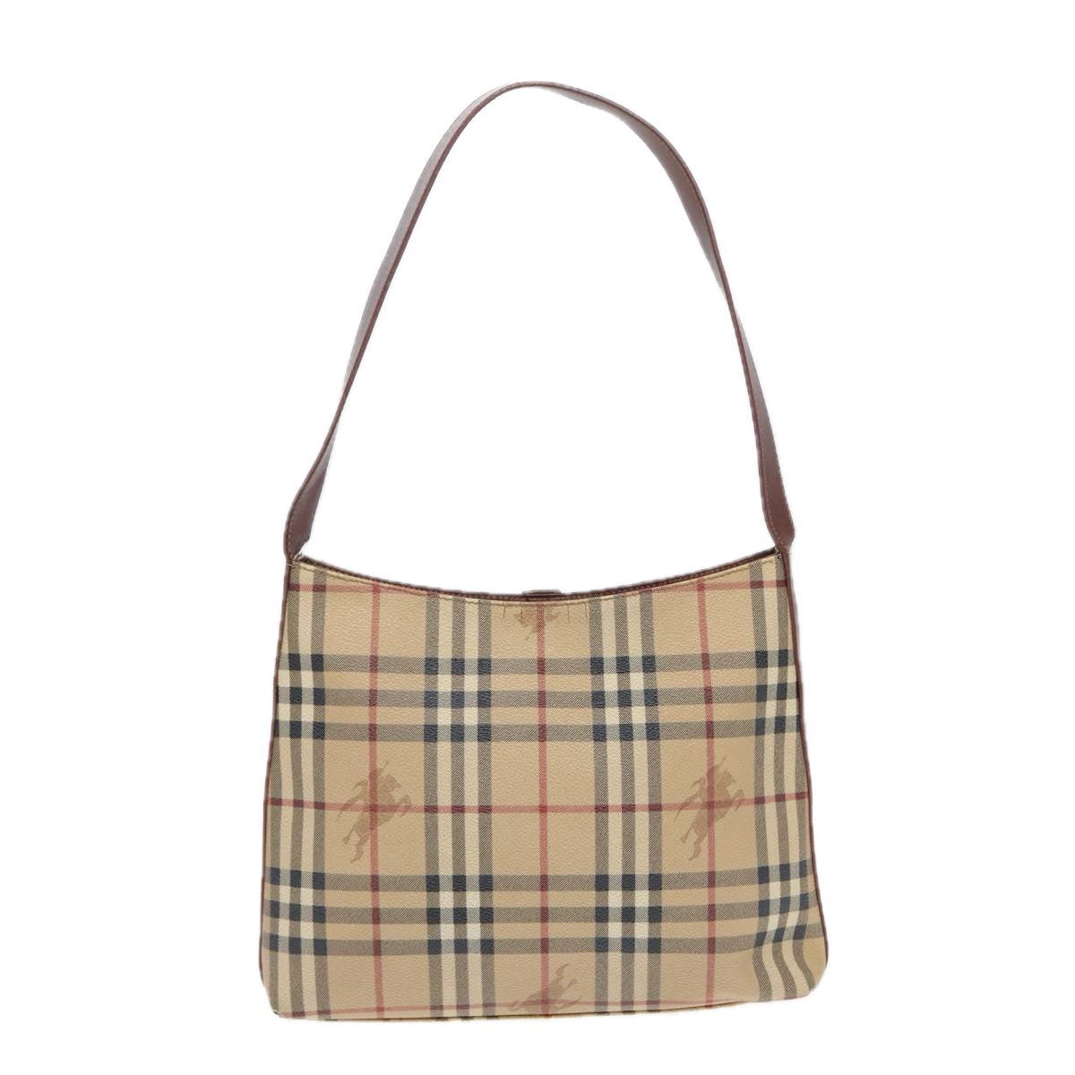 Luxury Burberry Nova Check Shoulder Bag Canvas Beige Auth bs16479