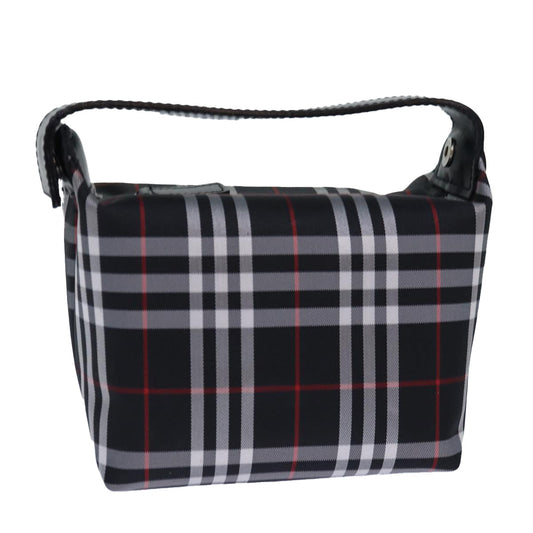 Luxury Burberry Nova Check Hand Bag Nylon Silver Black Auth bs16532