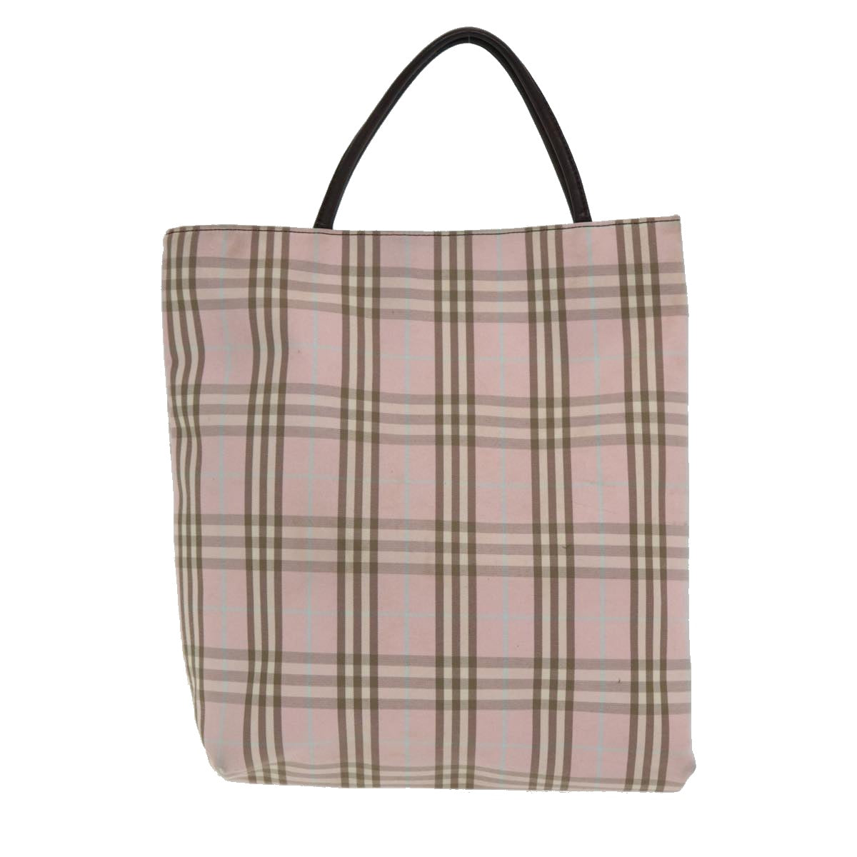 Luxury Burberry Nova Check Hand Bag Nylon Pink Silver Auth bs16586