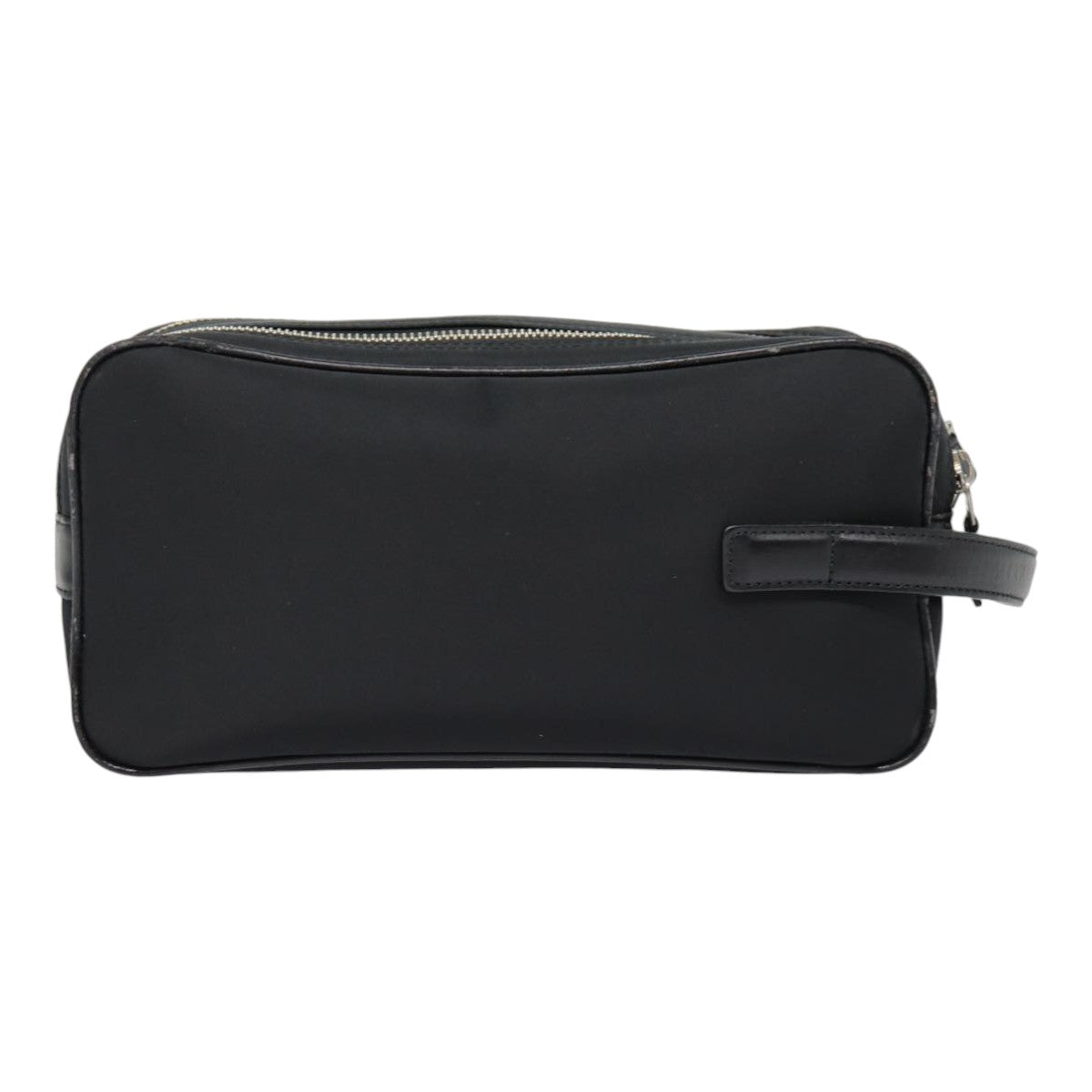 Luxury Burberry Second Bag Nylon Leather Black Silver Auth bs16972