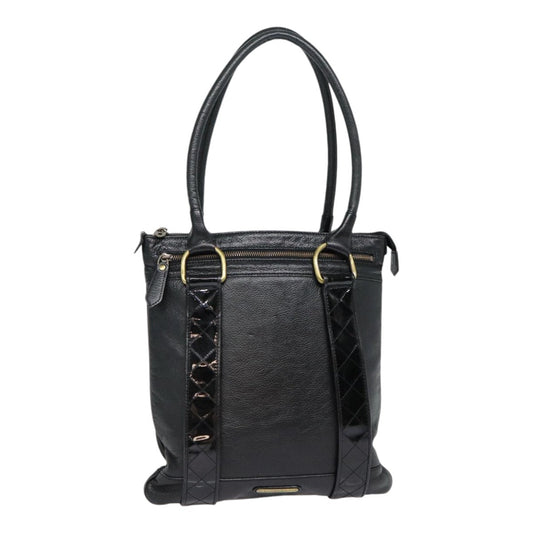 Luxury Burberry Shoulder Bag Leather Black Gold Auth bs17314