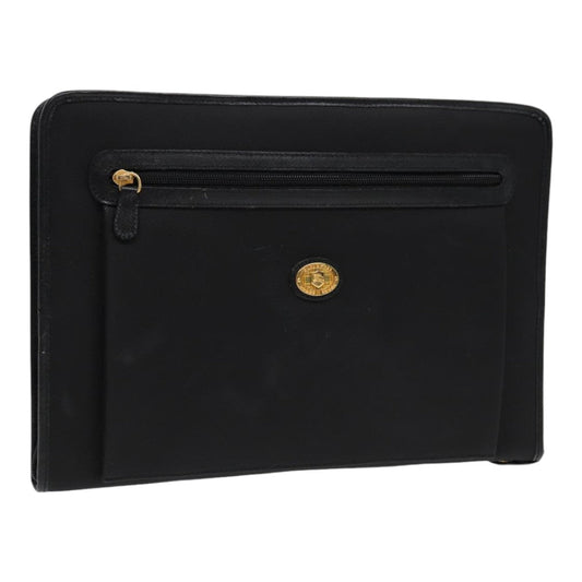 Luxury BurberrySs Clutch Bag PVC Black Gold Auth bs17440