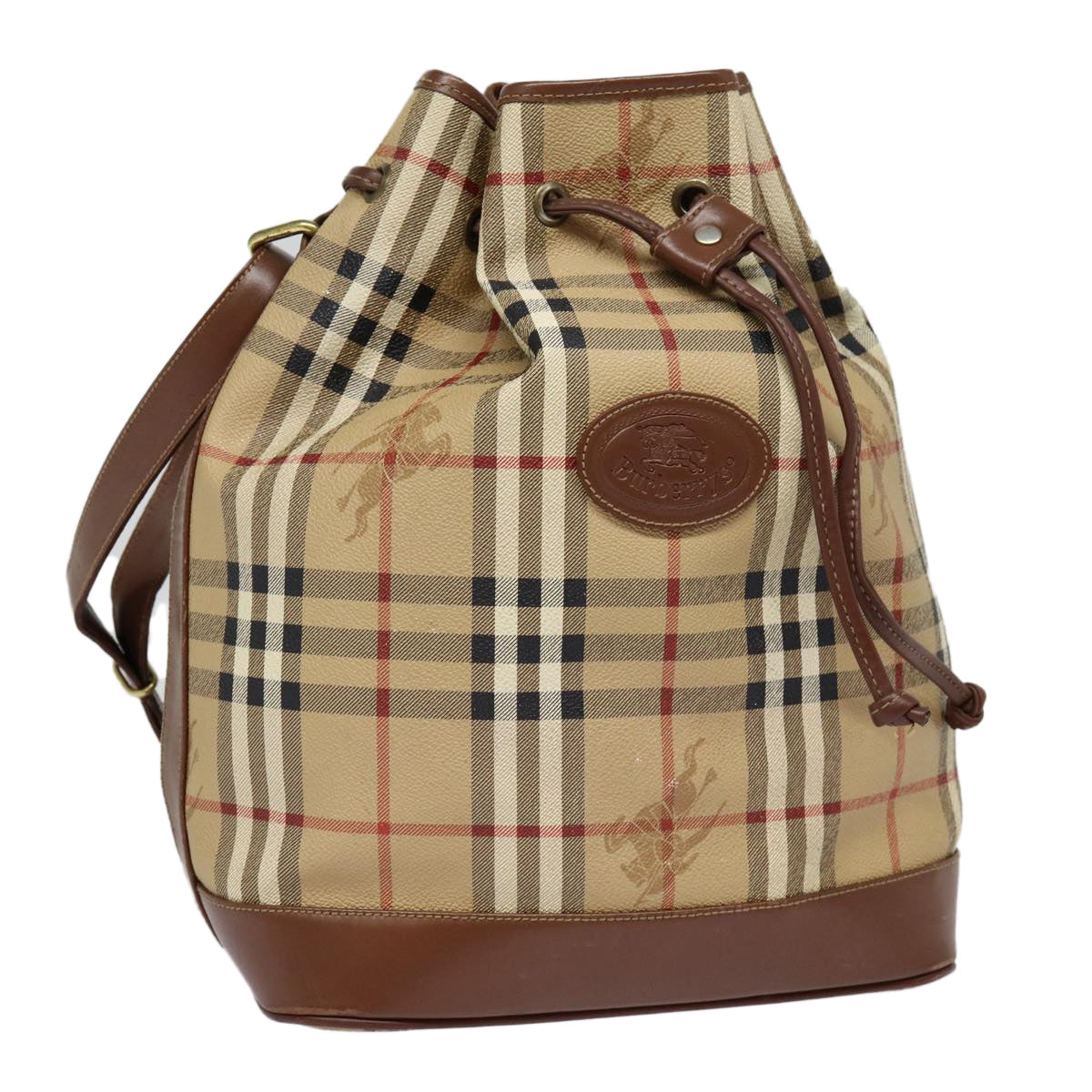 Luxury BurberrySs Nova Check Shoulder Bag PVC Beige Auth bs17637