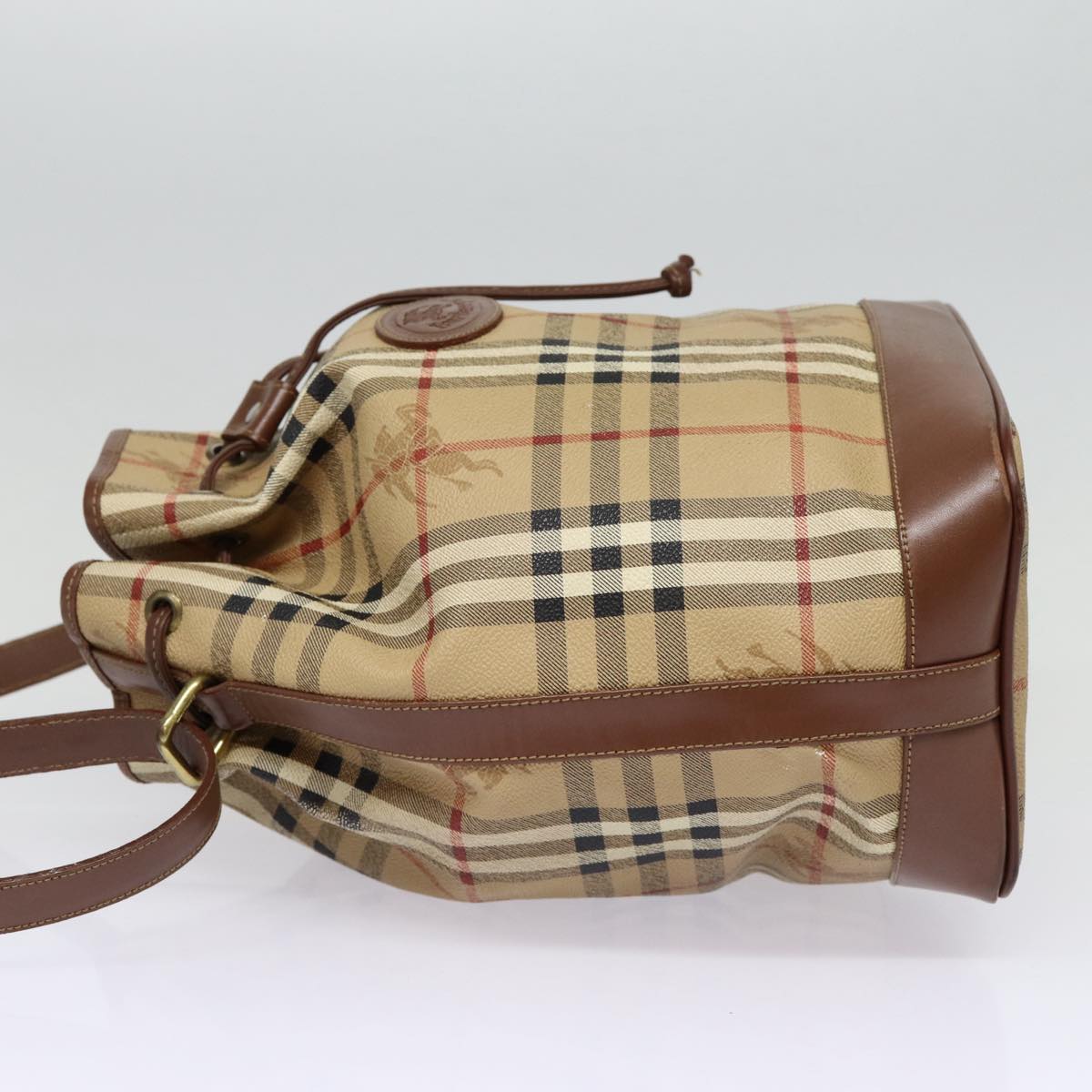 Luxury BurberrySs Nova Check Shoulder Bag PVC Beige Auth bs17637