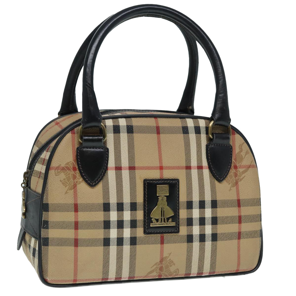 Luxury BurberrySs Nova Check Hand Bag PVC Beige Auth bs17698