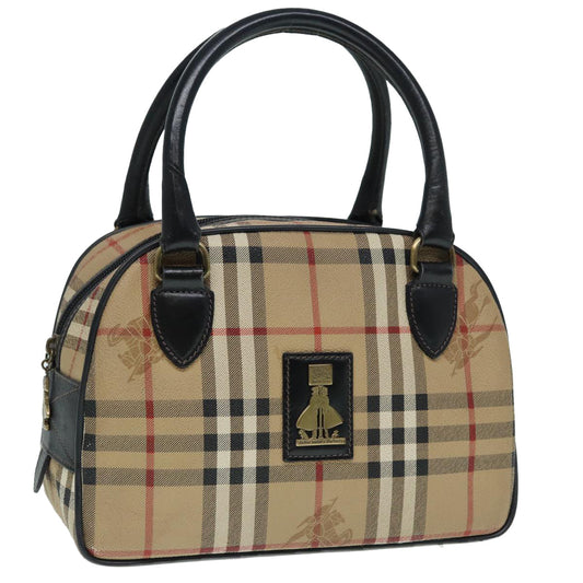 Luxury BurberrySs Nova Check Hand Bag PVC Beige Auth bs17698