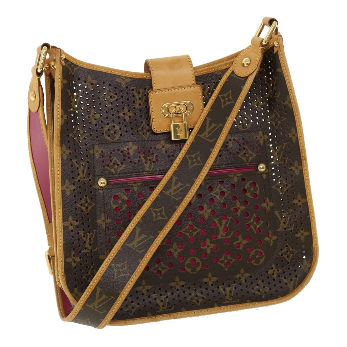 LOUIS VUITTON Monogram Perfo Musette Shoulder Bag Fuchsia Pink M95172 LV bs3689