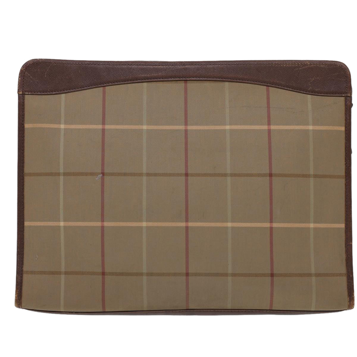 Luxury BurberrySs Nova Check Clutch Bag Nylon Beige Auth bs4852