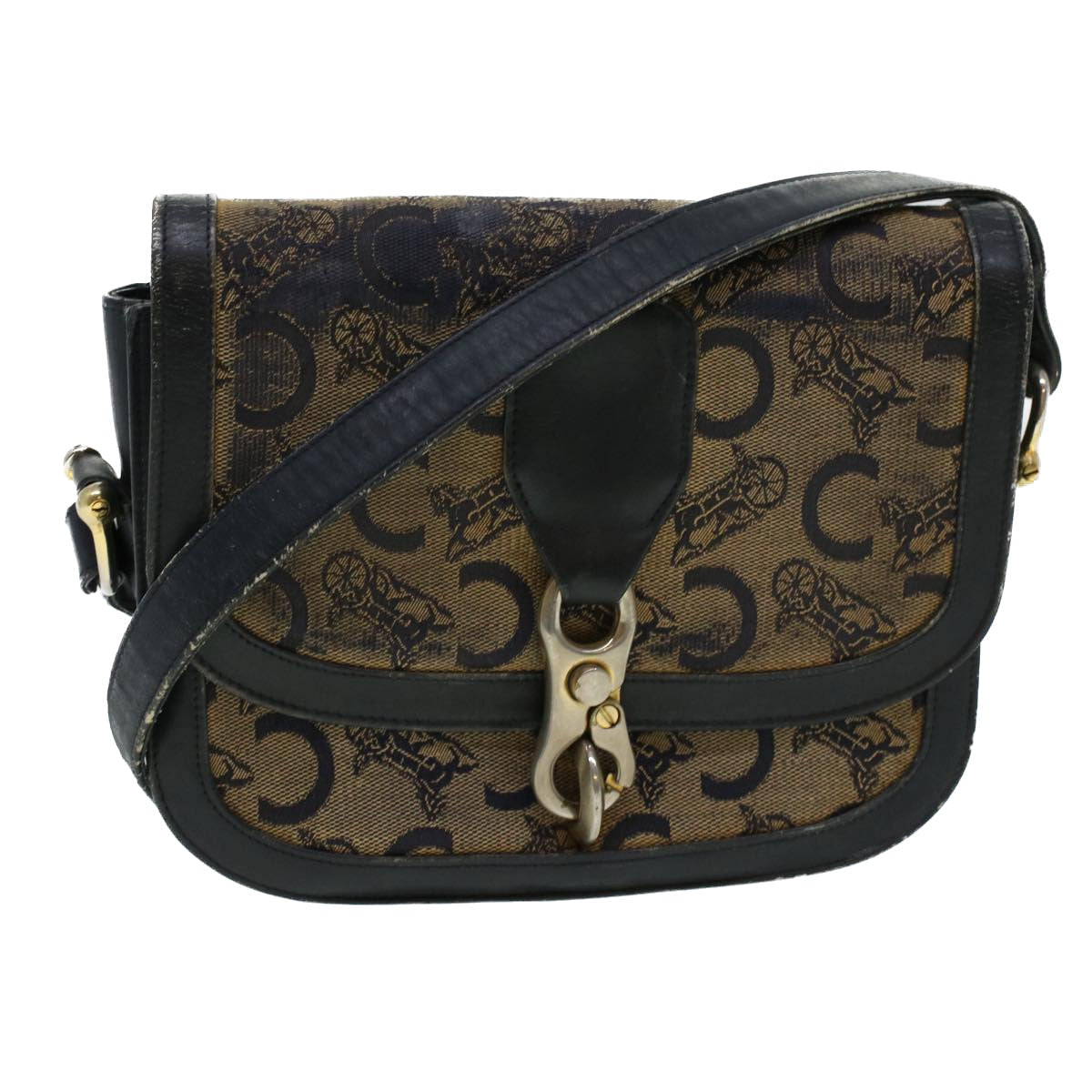 Luxury CELINE C Macadam Canvas Shoulder Bag Navy  5114