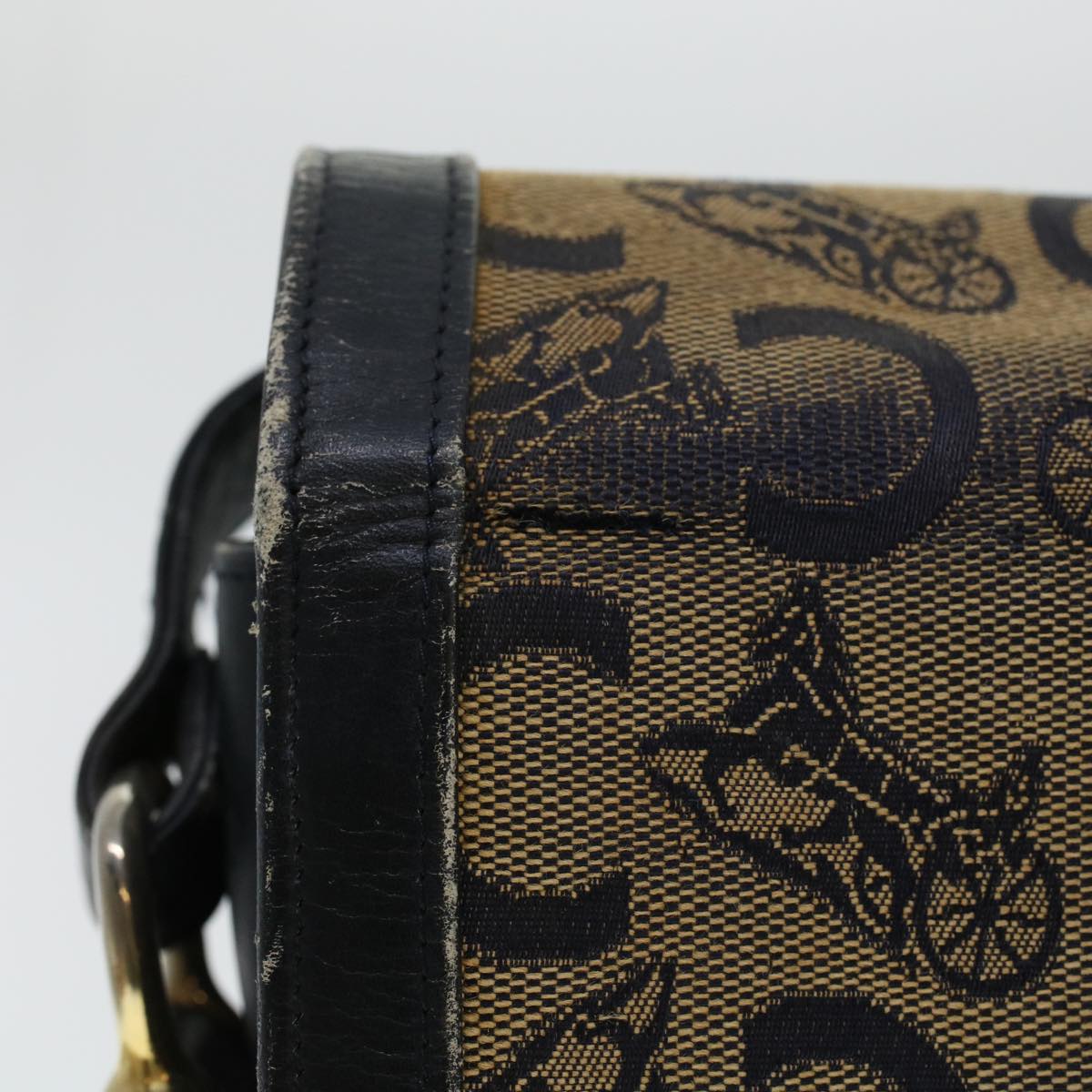 Luxury CELINE C Macadam Canvas Shoulder Bag Navy  5114