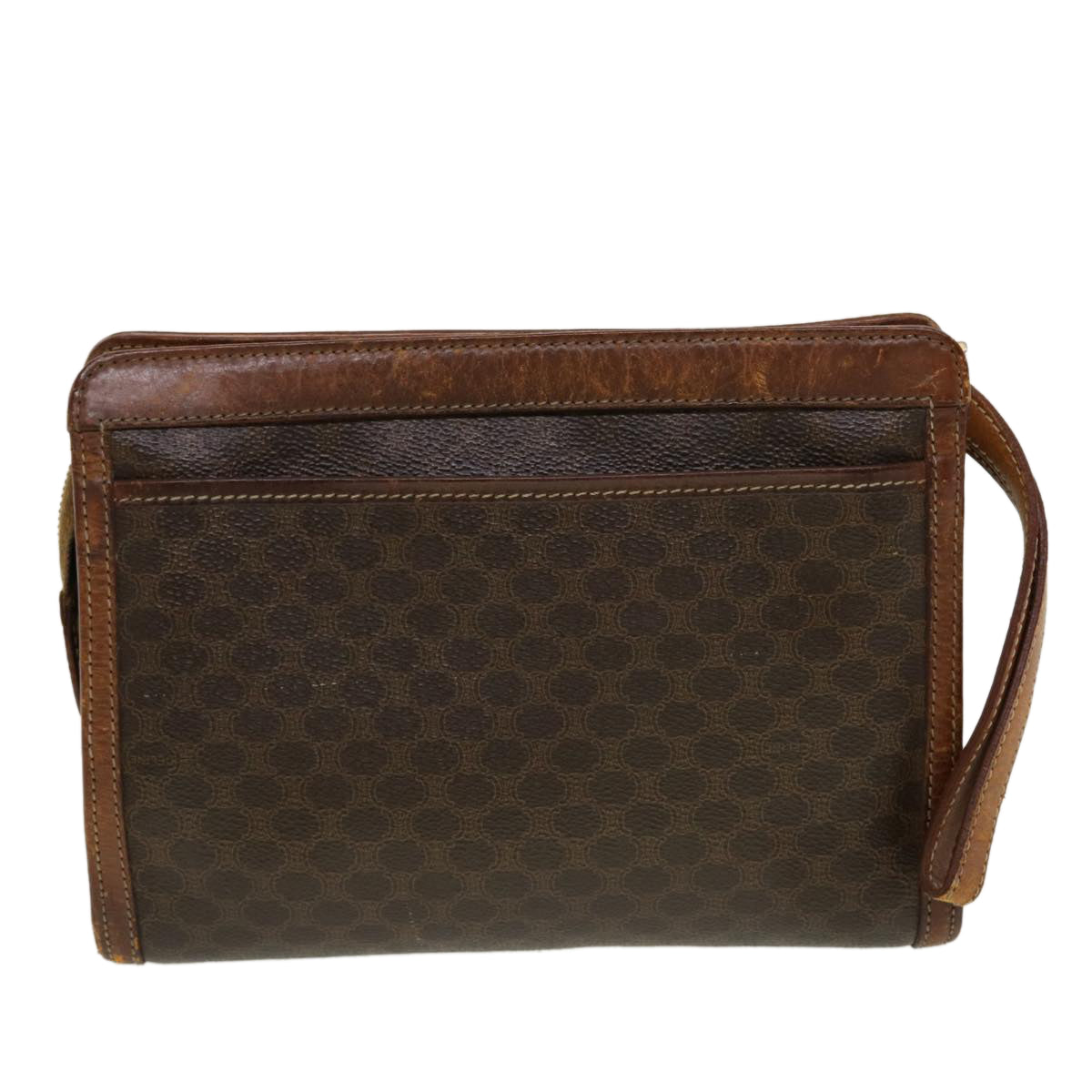 Luxury CELINE Macadam Canvas Clutch Bag PVC Leather Brown  5211