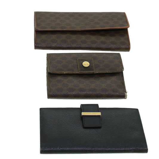 Luxury CELINE Macadam Canvas Wallet PVC Leather 3Set Brown Black  5381