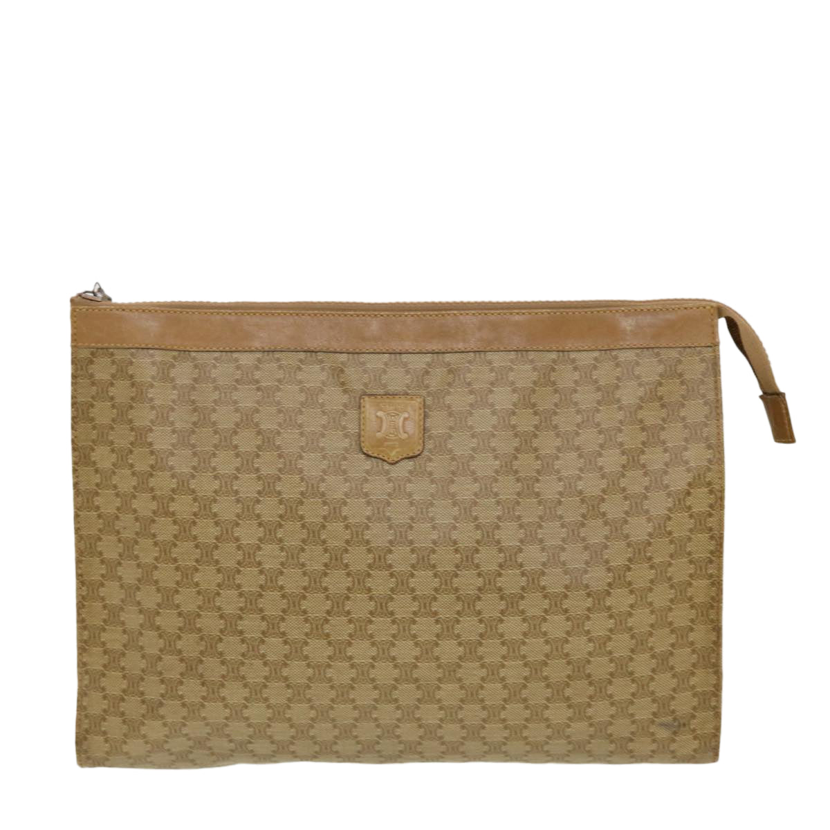 Luxury CELINE Macadam Canvas Clutch Bag PVC Leather 2Set Beige Brown  5507