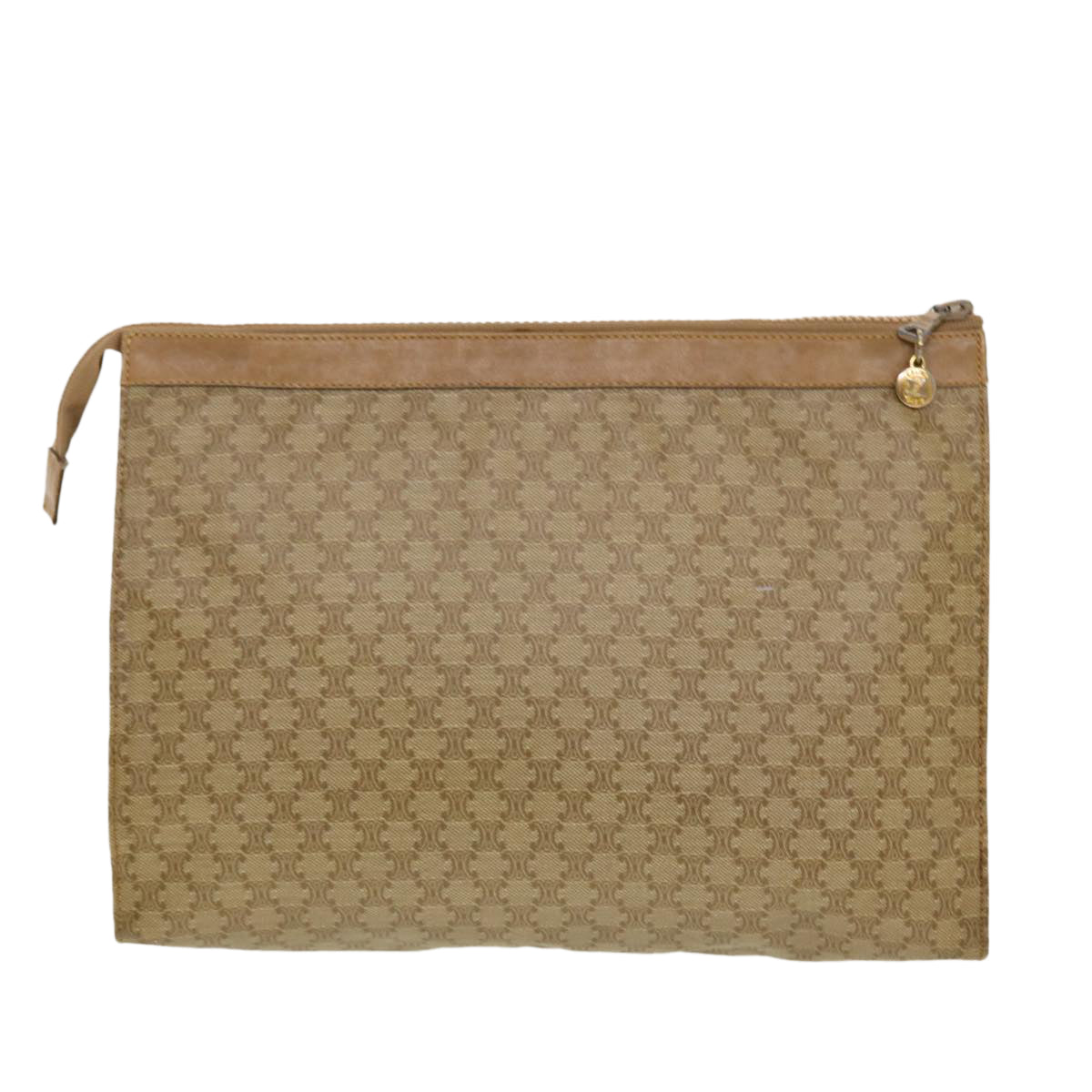 Luxury CELINE Macadam Canvas Clutch Bag PVC Leather 2Set Beige Brown 5507