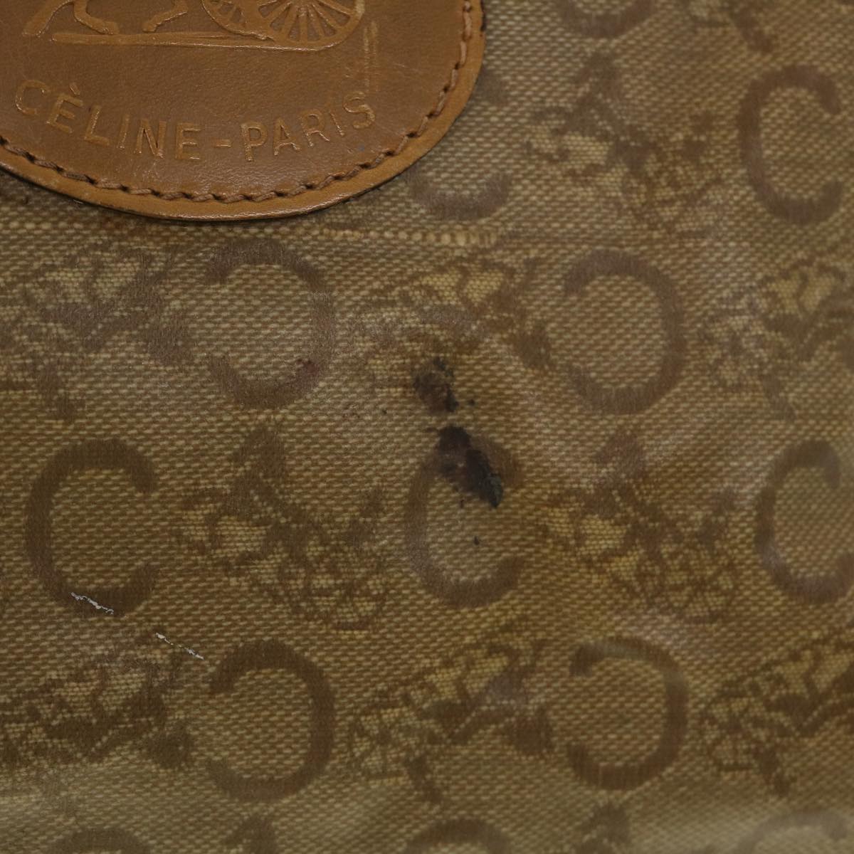 Luxury CELINE C Macadam Canvas Boston Bag Brown  5755