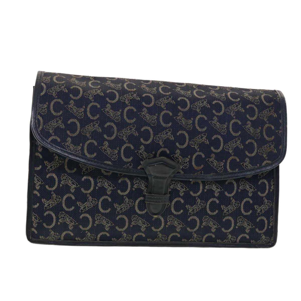 Luxury CELINE C Macadam Canvas Clutch Shoulder Bag 2Set Beige Navy 5756