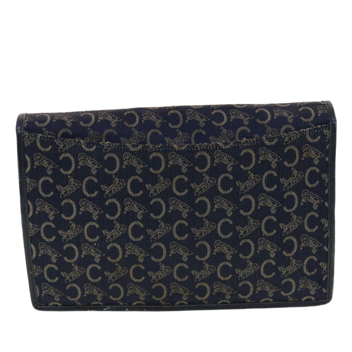 Luxury CELINE C Macadam Canvas Clutch Shoulder Bag 2Set Beige Navy 5756
