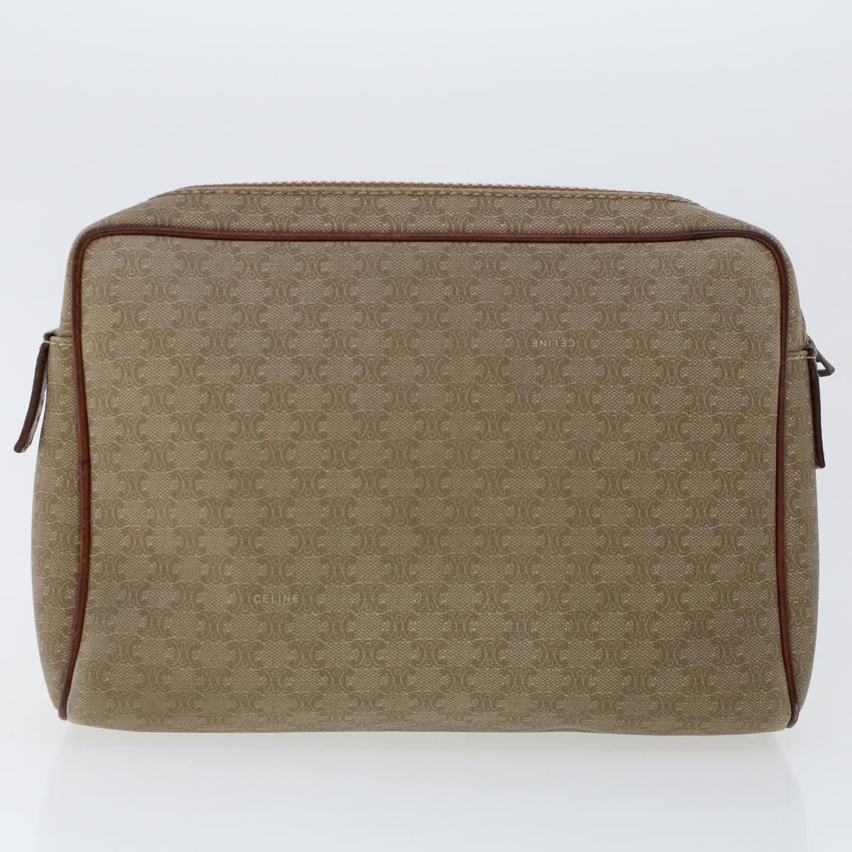 Luxury CELINE Macadam Canvas Clutch Bag PVC Leather 2Set Beige Brown 6264