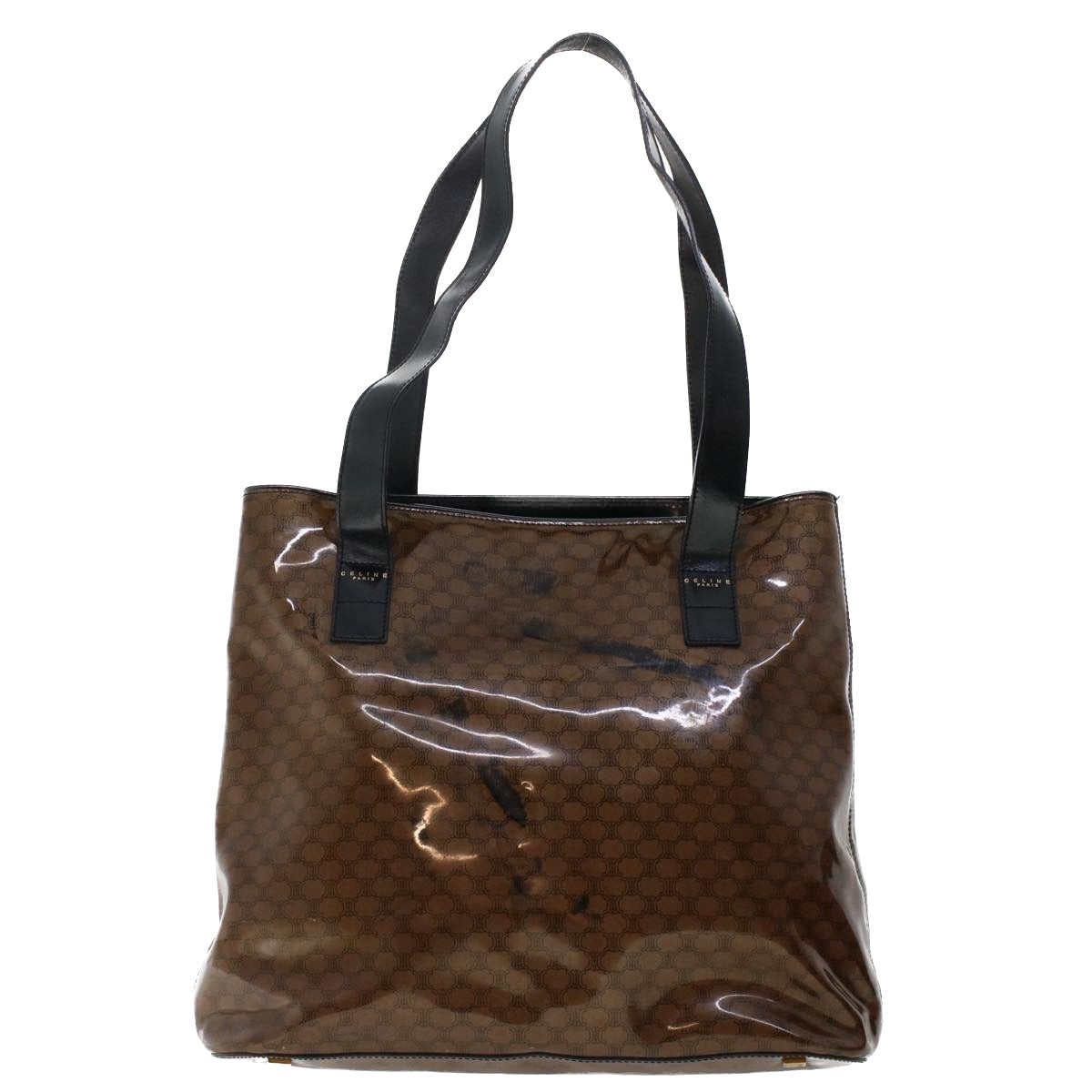 Luxury CELINE Macadam Canvas Pouch Shoulder Bag Enamel 3Set Black Brown  6451