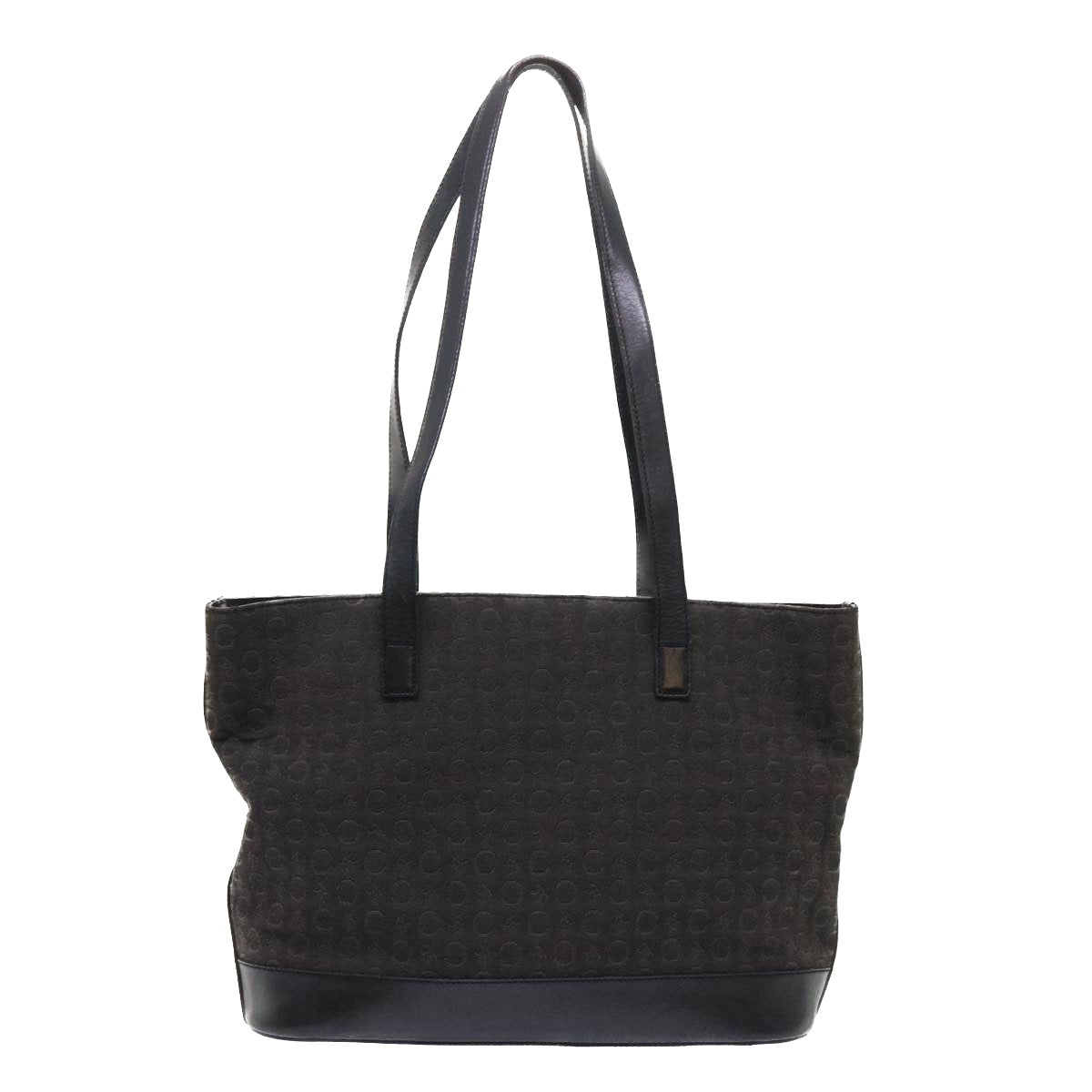 Luxury CELINE C Macadam Canvas Tote Bag Leather Black  6508