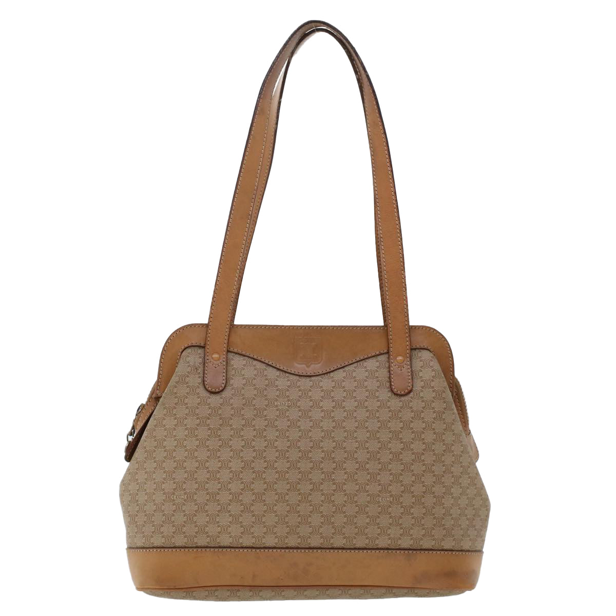 Luxury CELINE Macadam Canvas Pouch Shoulder Bag 2Set Beige  6571