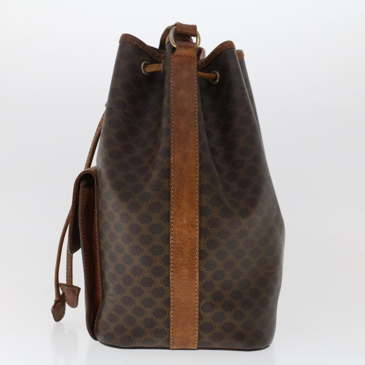 Luxury CELINE Macadam Canvas Shoulder Bag PVC Leather Brown  6871
