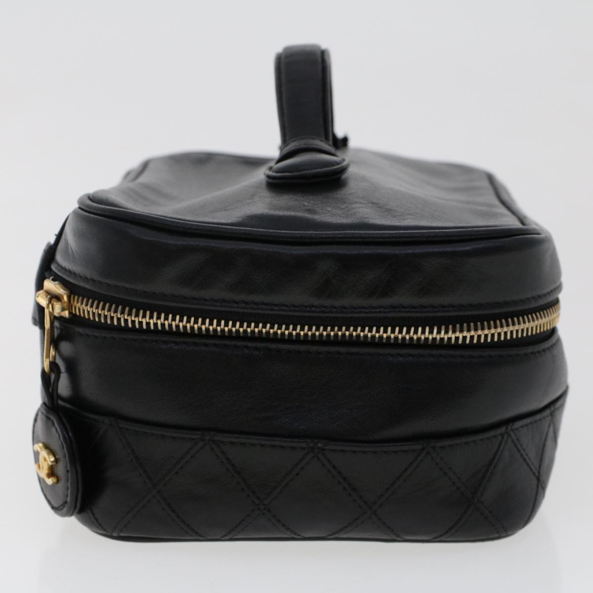 CHANEL Bicolole Vanity Cosmetic Pouch Leather Black CC  bs6921