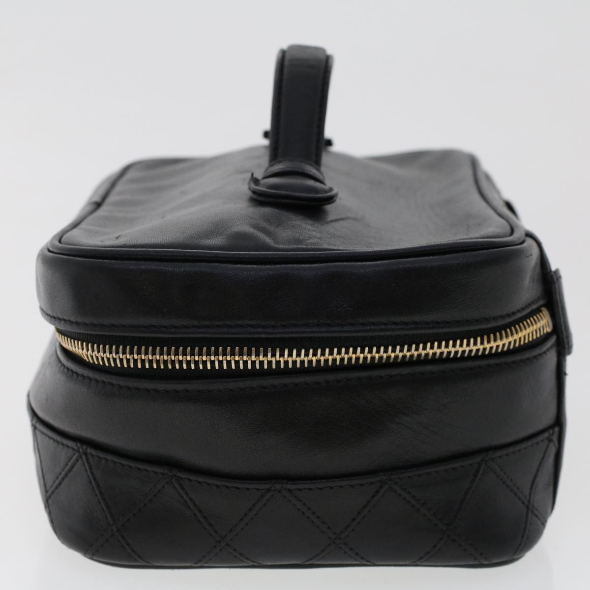 CHANEL Bicolole Vanity Cosmetic Pouch Leather Black CC  bs6921
