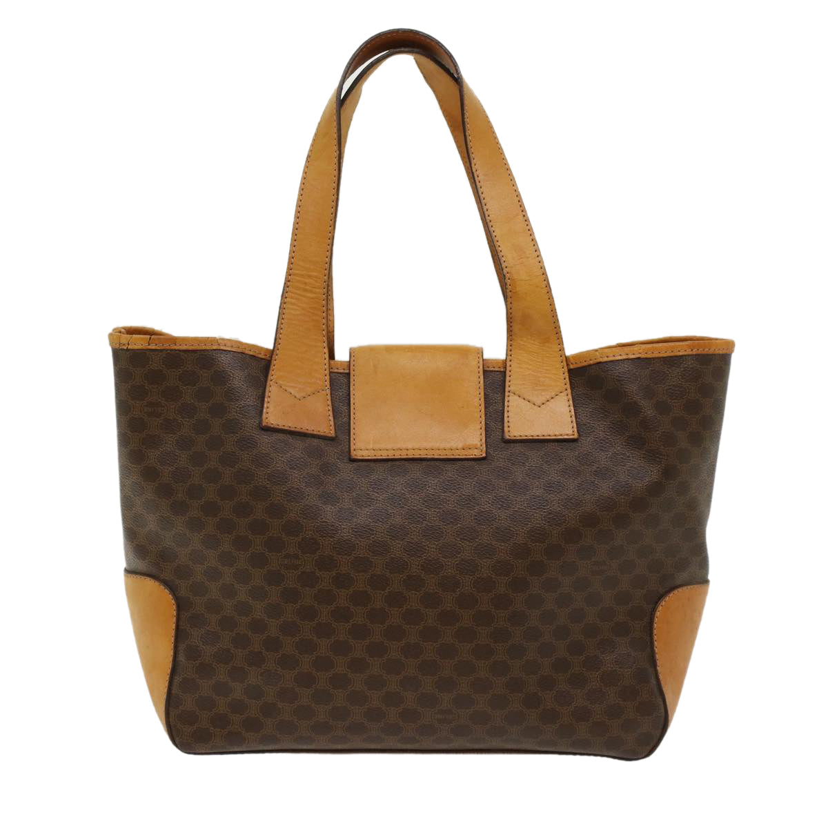 Luxury CELINE Macadam Canvas Shoulder Bag PVC Leather Brown  7113