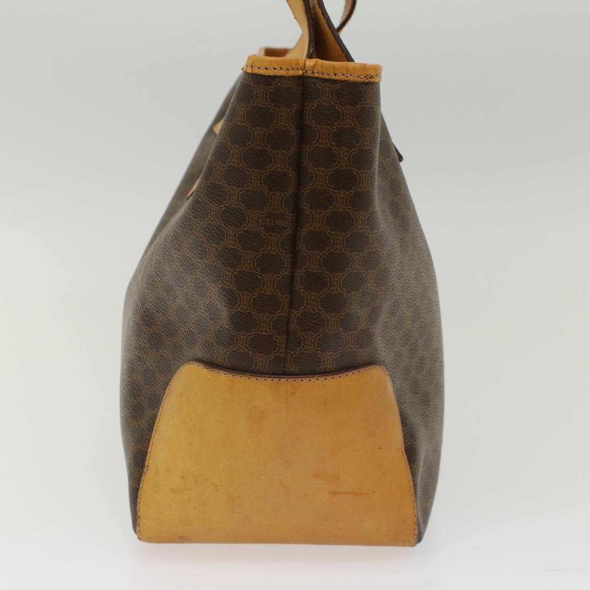 Luxury CELINE Macadam Canvas Shoulder Bag PVC Leather Brown  7113