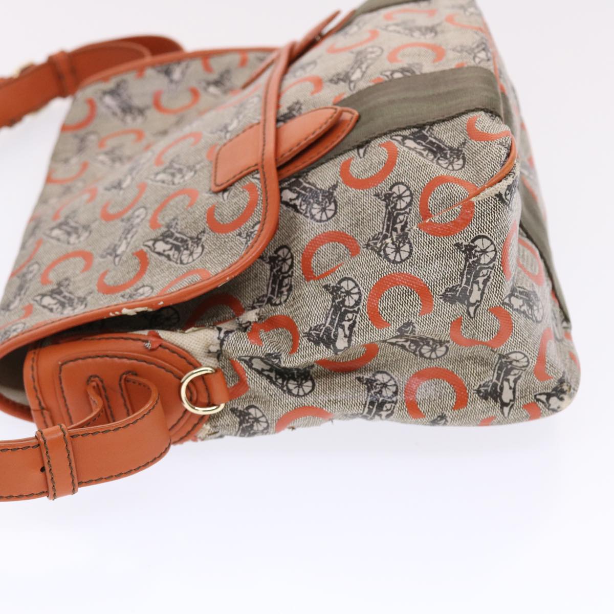 Luxury CELINE C Macadam Canvas Shoulder Bag Gray  7140