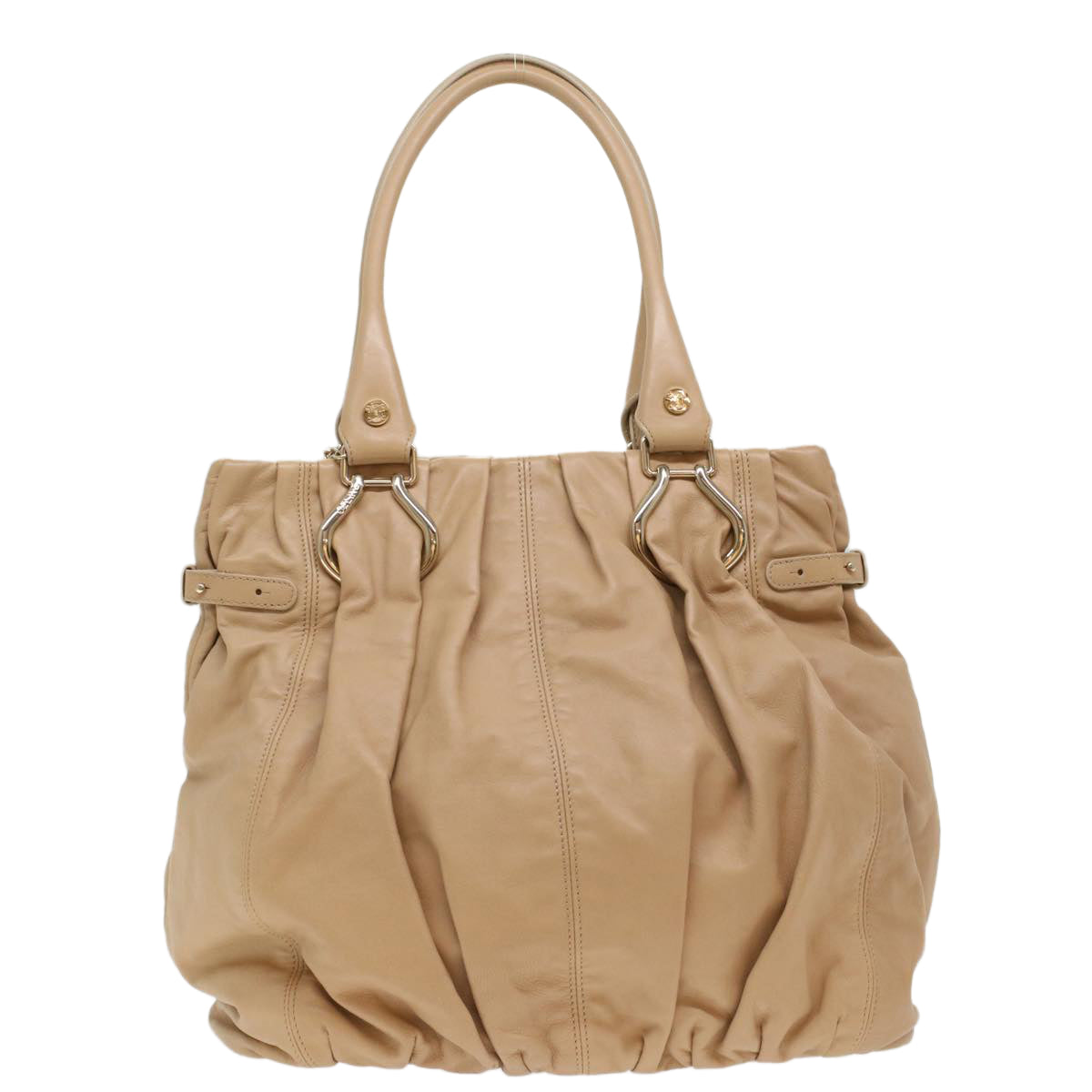 Luxury CELINE Shoulder Bag Leather Beige  7176