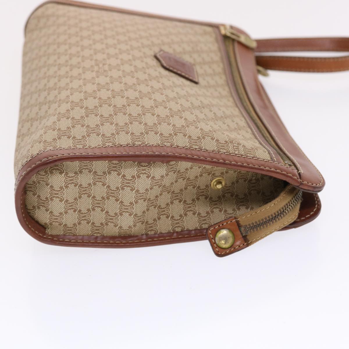 Luxury CELINE Macadam Canvas Clutch Bag PVC Leather Beige Brown 7213