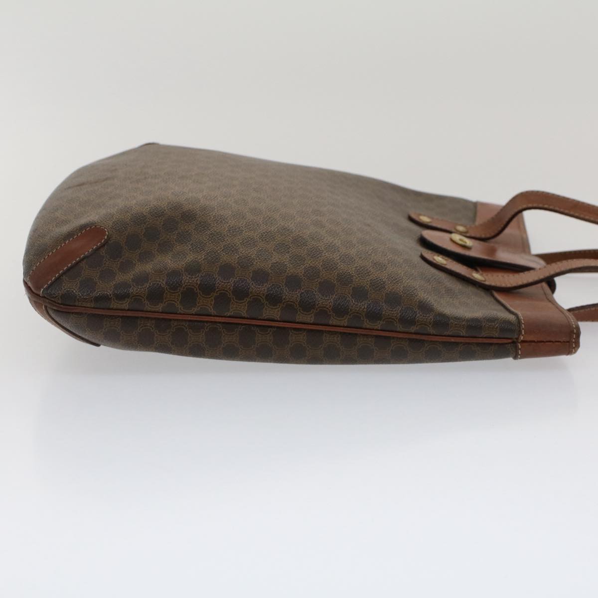 Luxury CELINE Macadam Canvas Shoulder Bag PVC Leather Brown  7491
