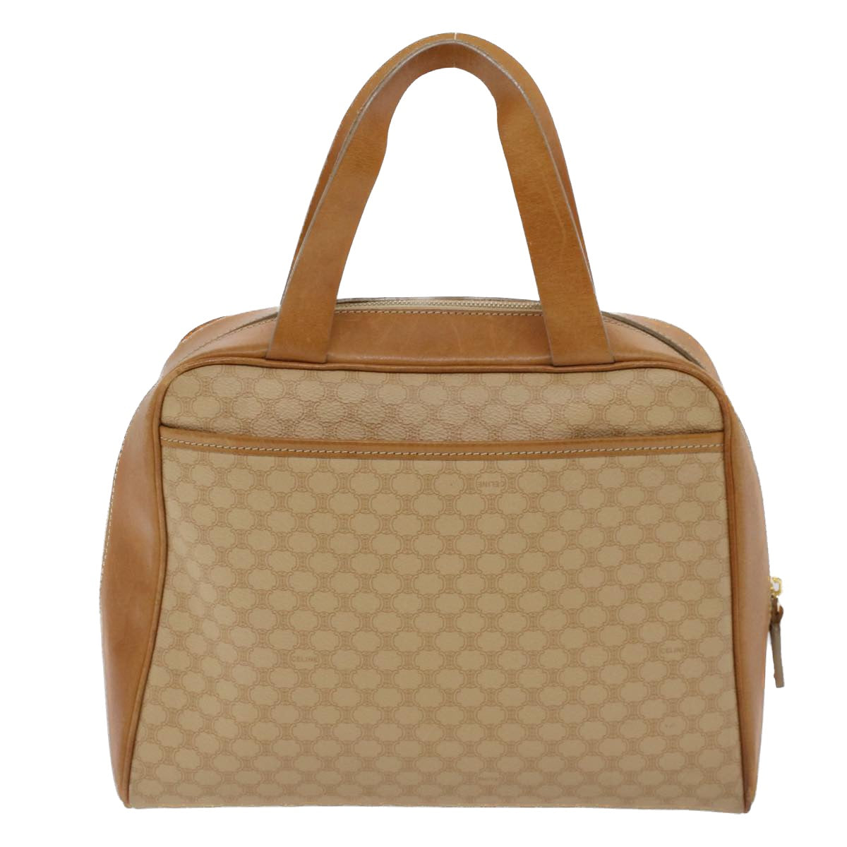 Luxury CELINE Macadam Canvas Hand Bag PVC Leather 2Set Beige Brown  7502