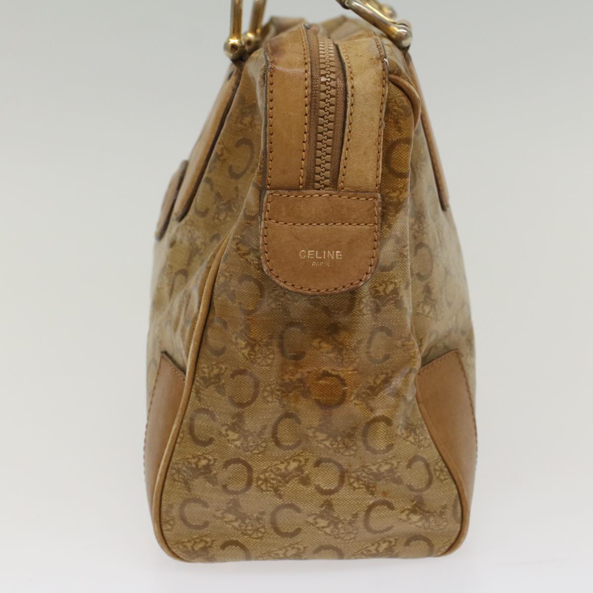 Luxury CELINE C Macadam Canvas Boston Bag Beige  7533