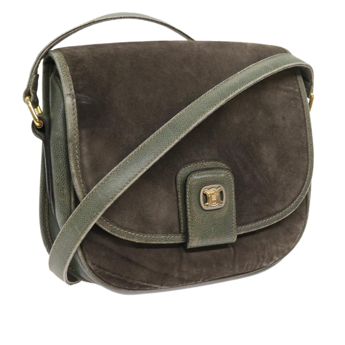 Luxury CELINE Shoulder Bag Suede Gray  8616