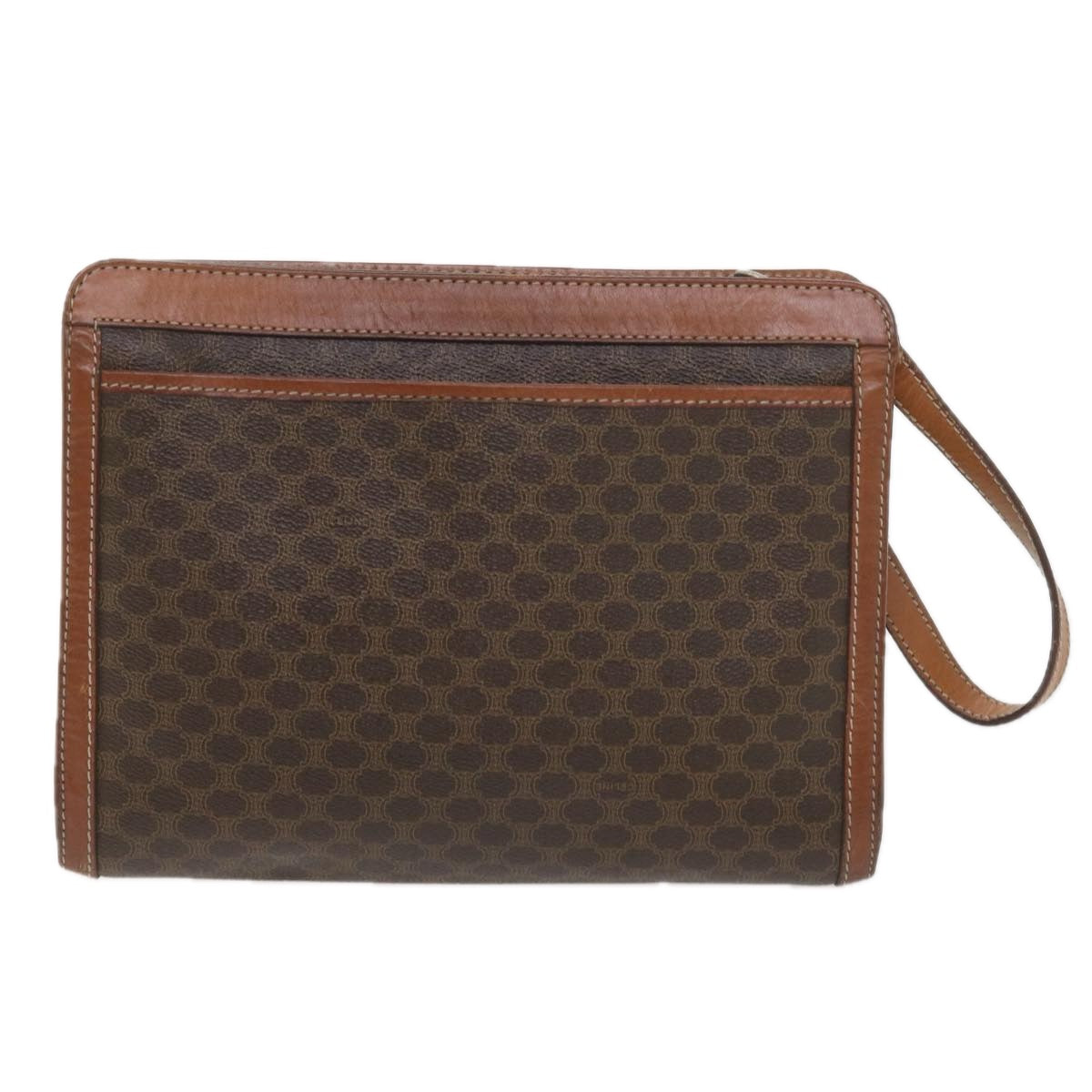 Luxury CELINE Macadam Canvas Clutch Bag PVC Leather 4Set Brown Beige  8705