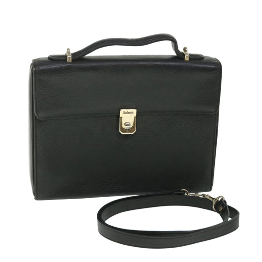 Luxury BurberrySs Hand Bag Leather 2way Black Auth bs8729