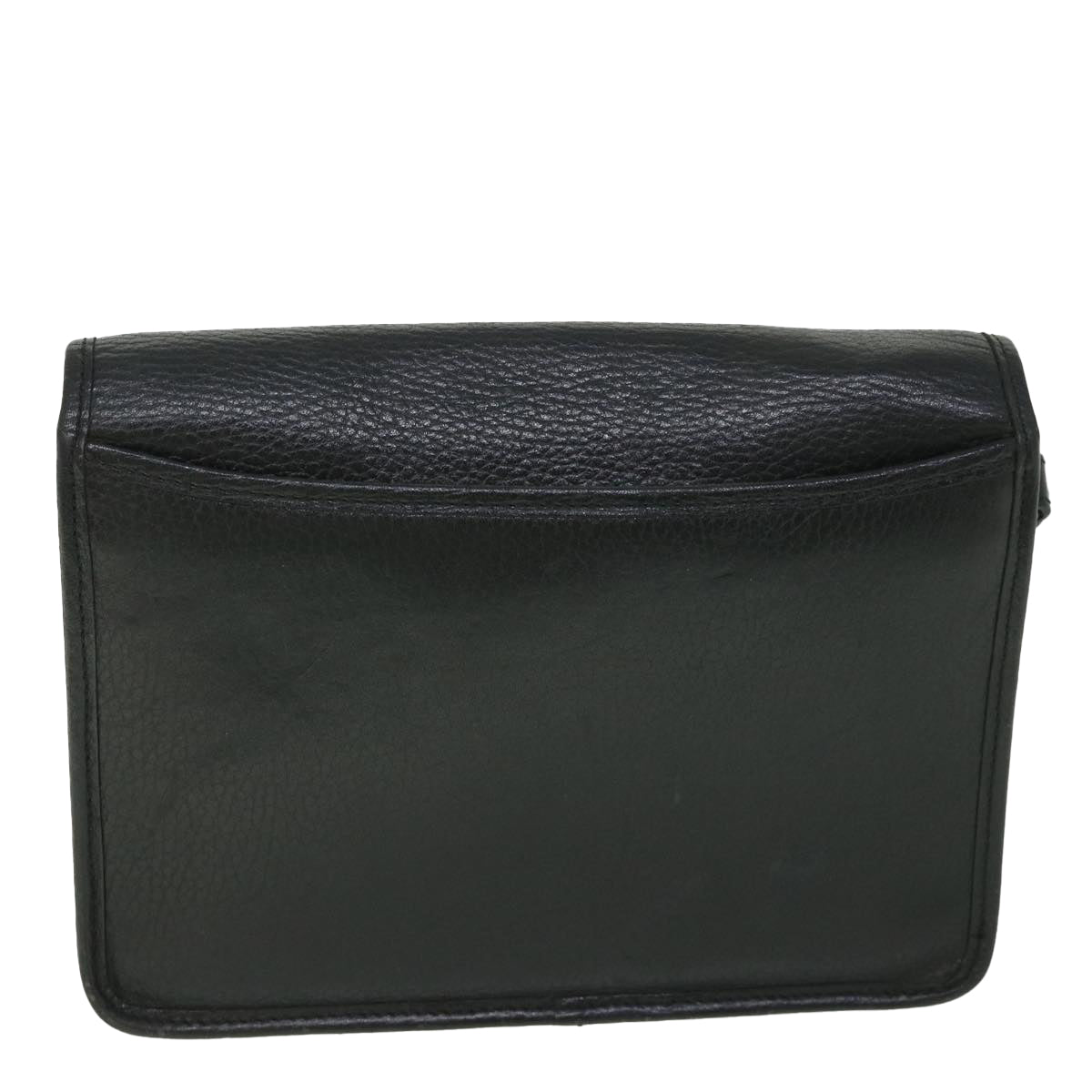 Luxury BurberrySs Clutch Bag Leather Black Auth bs8730