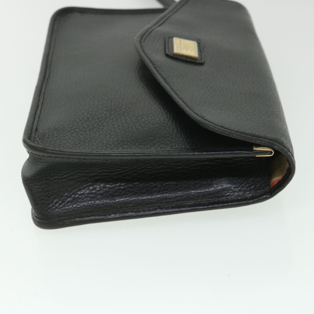 Luxury BurberrySs Clutch Bag Leather Black Auth bs8730